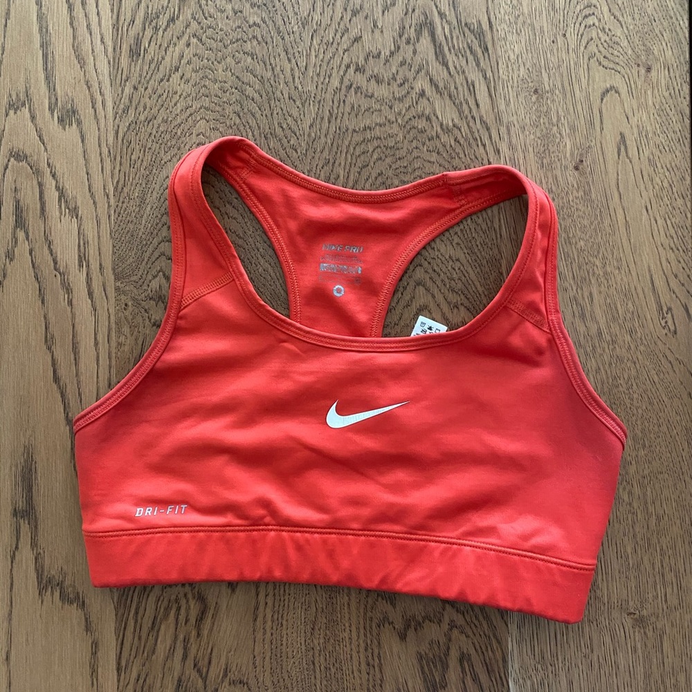 Red orange Nike Dri fit sports bra